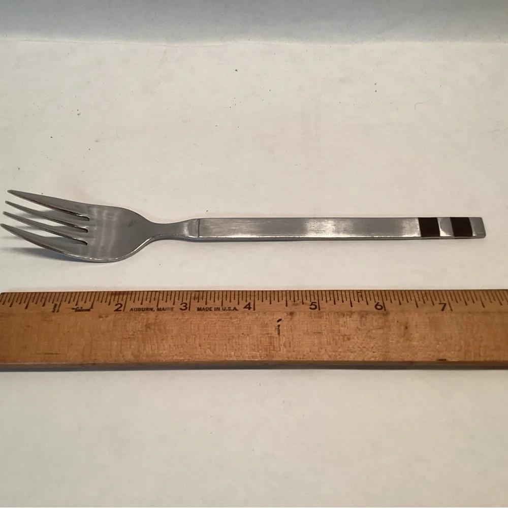 3 Stanley Roberts CROSSPOINT Forks Dinner & Salad Wood Inlay Stainless Flatware